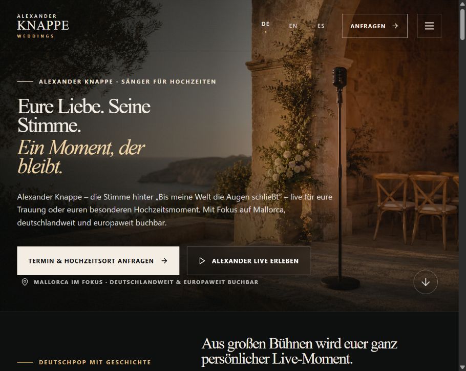 Startseite der Alexander-Knappe-Weddings-Website