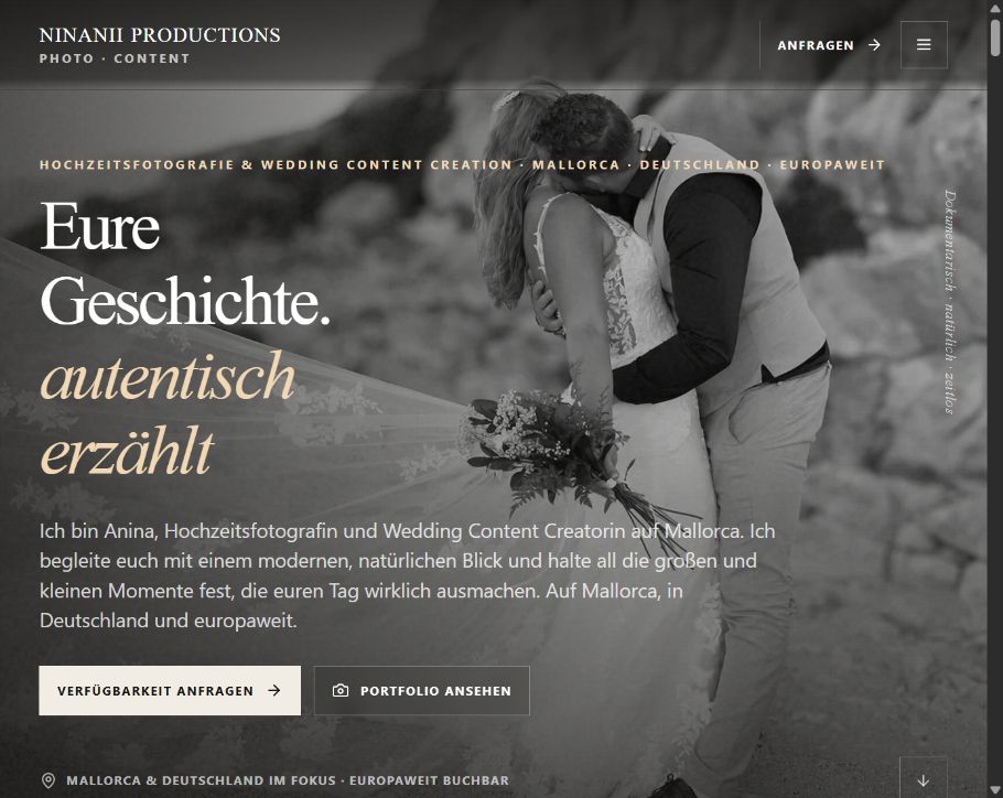 Bildgeführte Startseite von Ninanii Productions
